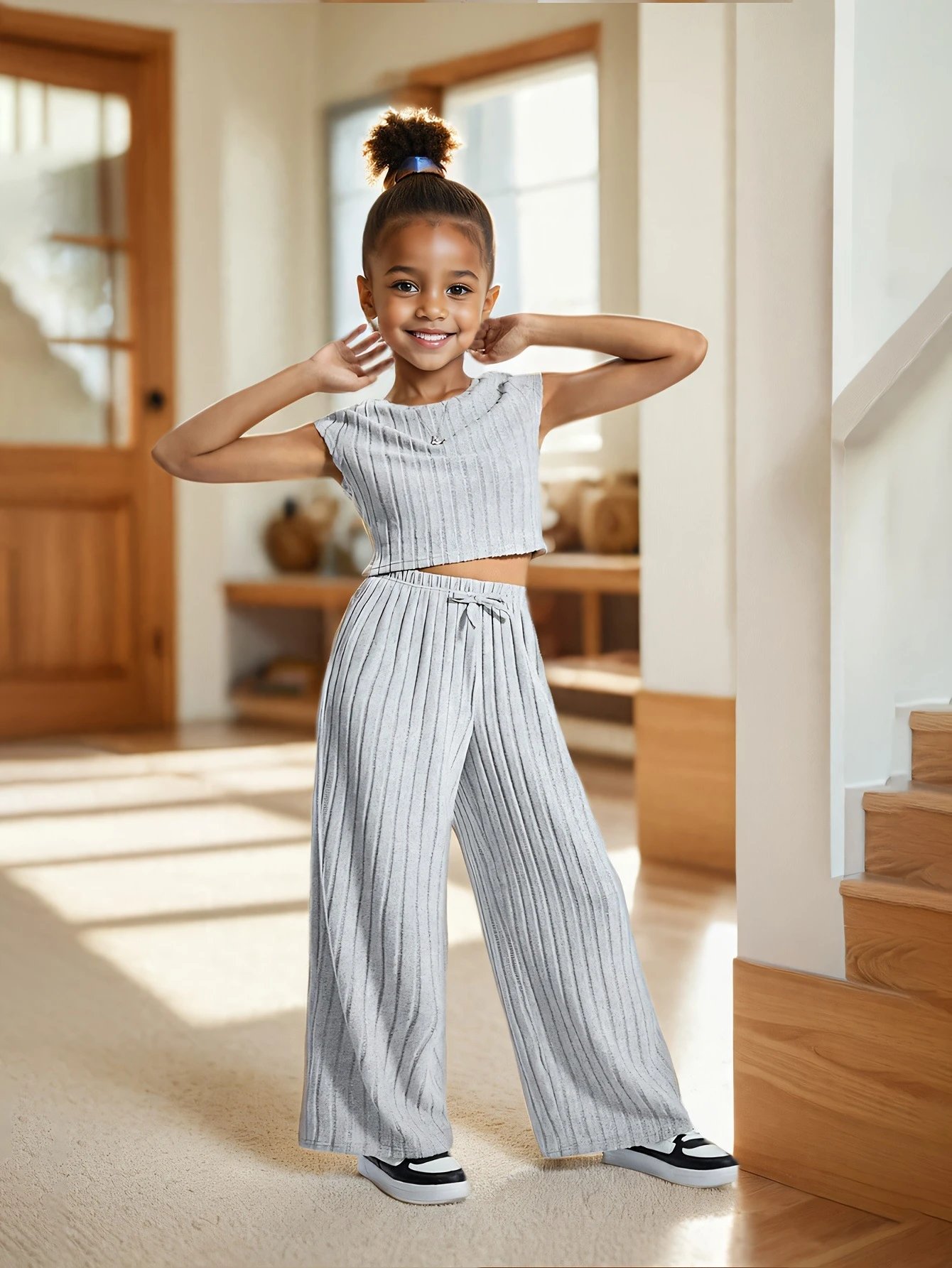Design Ribbed Two-Piece Set Gray - 2