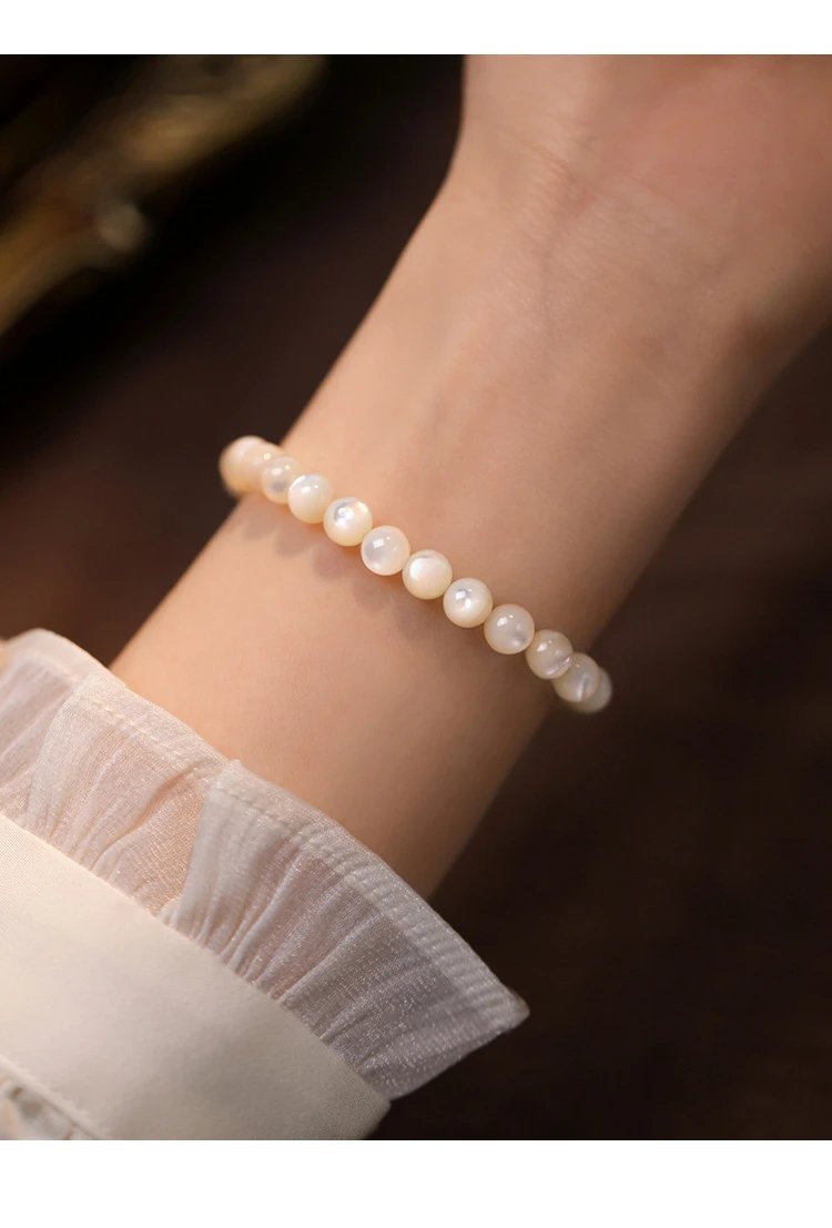 Design Pearl Bead Elastic Bracelet White Jewelry - 2