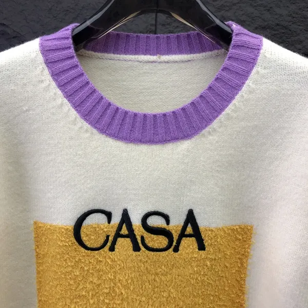 BLANCA Casa Graphic Knit Sweater Beige Purple - 8