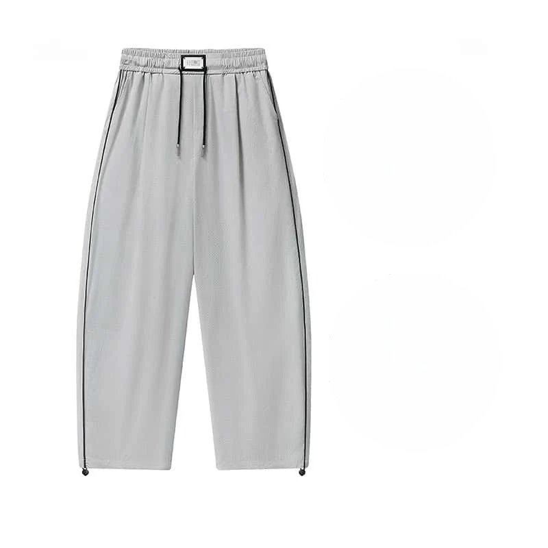 Design Wide-Leg Track Pants Black with White Side Stripes Sweatpants - 7