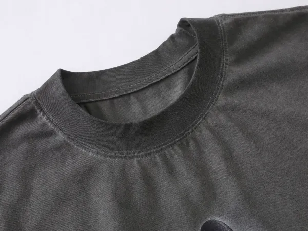 Design Graphic Print Washed Gray T-Shirt - 17