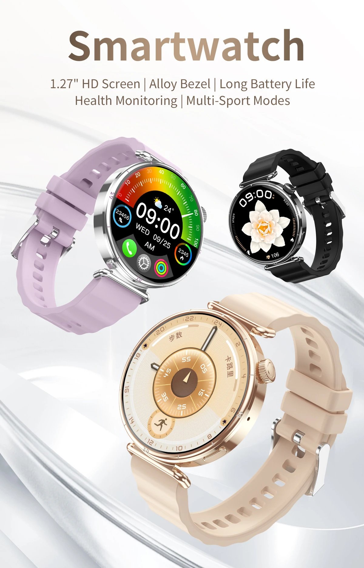 Design CW6 Mini Smart Watch Pink Beige Strap Smartwatch - 26
