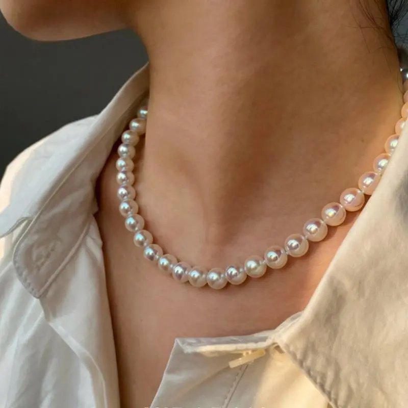 Freshwater Pearl Strand Necklace White Lustrous Classic