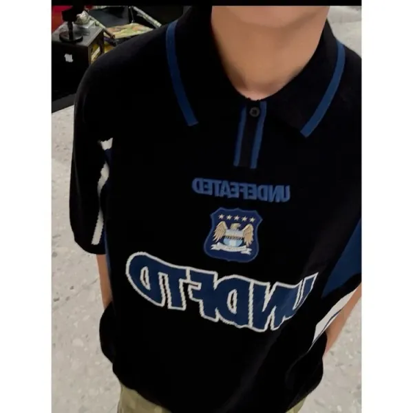 Design Undefeated x Manchester City Polo Shirt Black and Beige Polo Shirt - 8