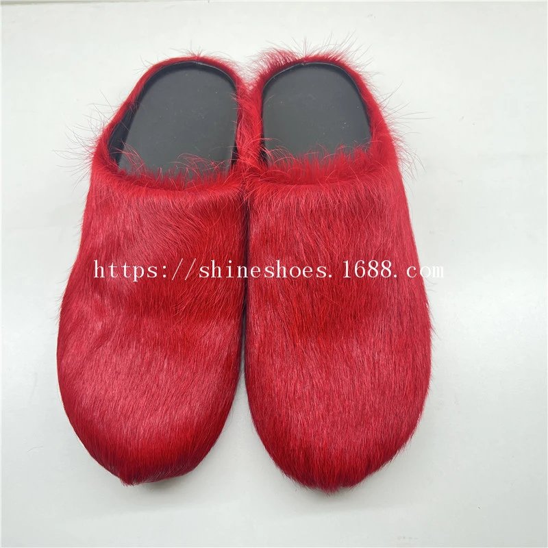 Design Fuzzy Mule Slippers Navy Blue - 11