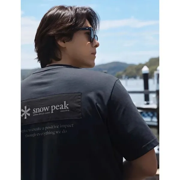 Design Snow Peak Minimal Lifestyle Crew Neck T-Shirt in Gray, Black, and Beige T-Shirts - 5