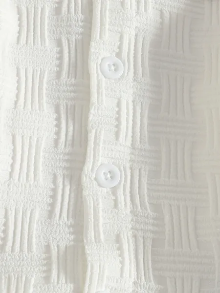 Design Classic Wear 1975 Woven Texture Short Set White Kids Casual Set Sets - 15