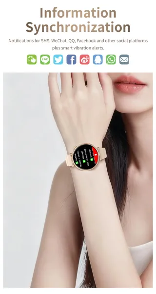 Design CW6 Mini Smart Watch Pink Beige Strap Smartwatch - 33