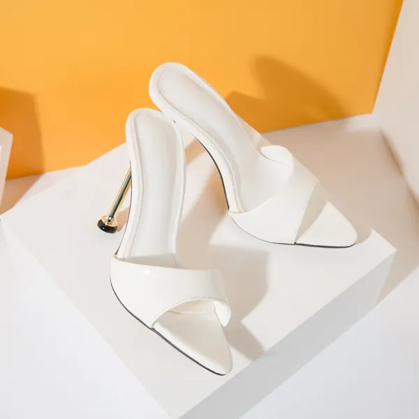 Design Metallic Blue Open-Toe Mule Heels - 17