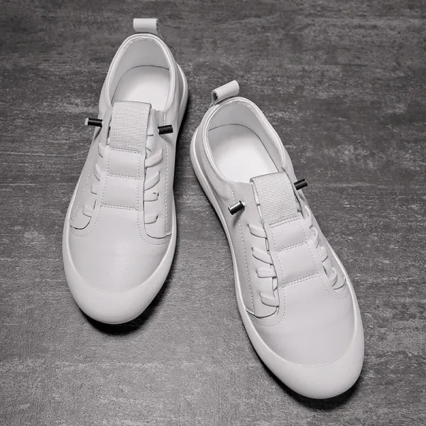 Design Slip-On Leather Sneakers White - 5