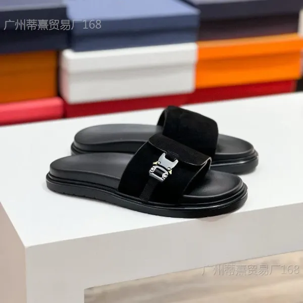 Off-White Industrial Slide Brown Suede Sandals - 9