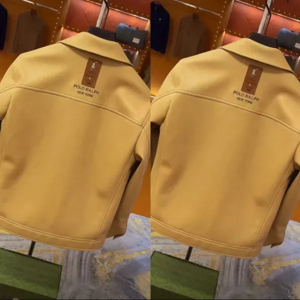 Polo Ralph Lauren Leather Jacket Mustard Yellow Outerwear - 3