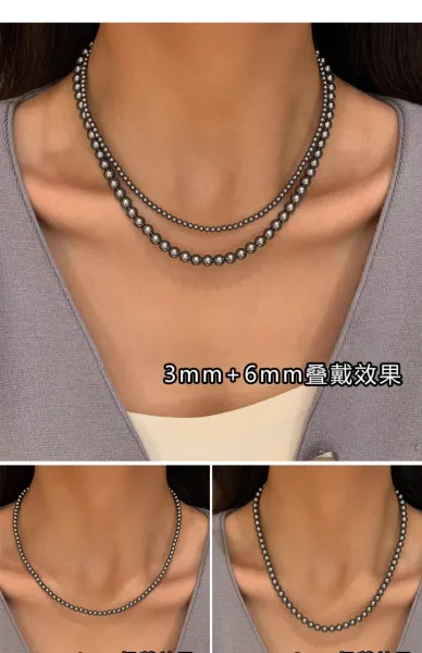 Design Pearl Bead Necklace Gray Metallic Necklace Jewelry - 9