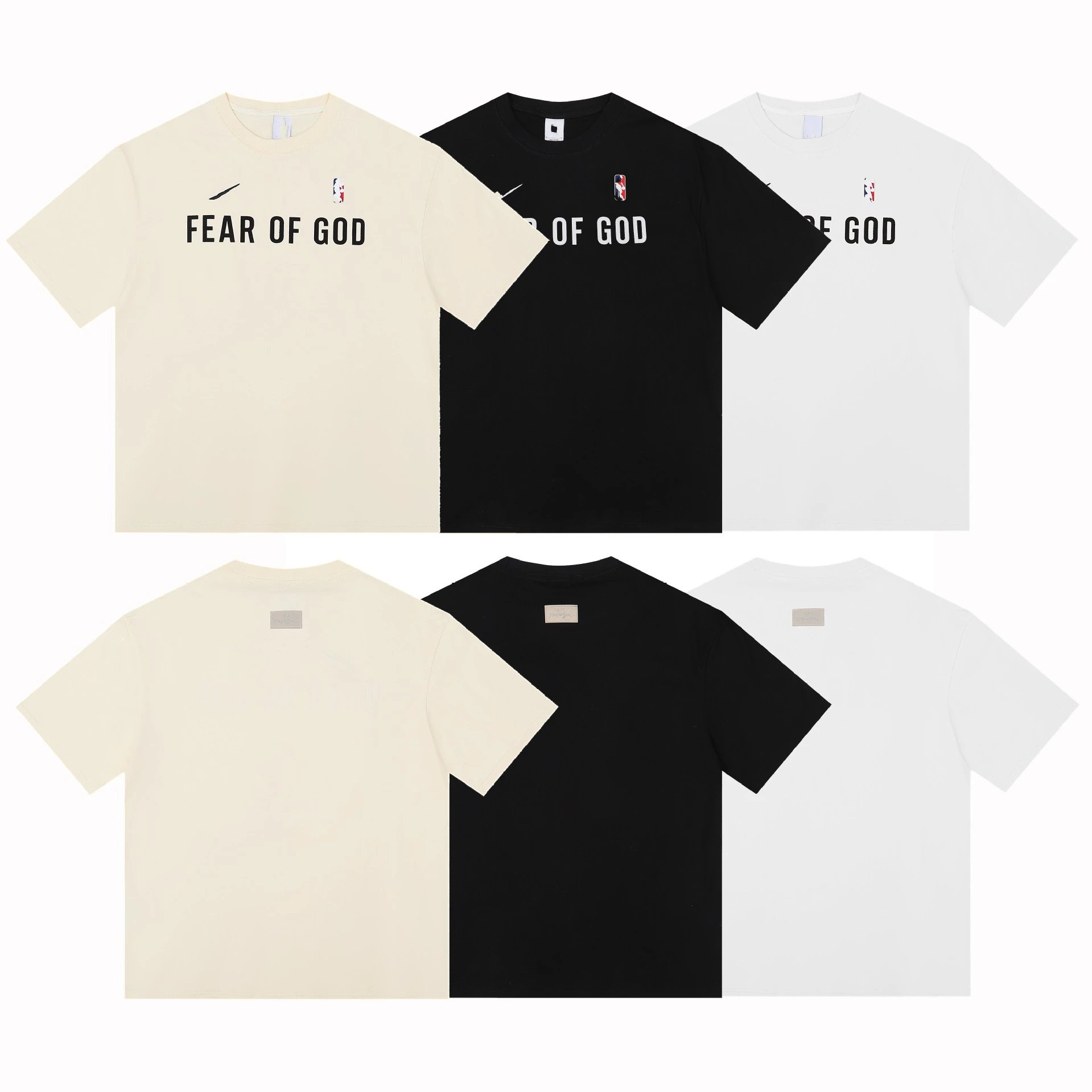 Fear of God Essentials x NBA Logo T-Shirt Beige - 4