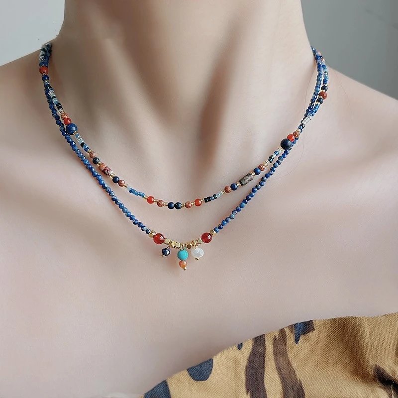 Design Beaded Choker Necklace Multicolor Jewelry - 2