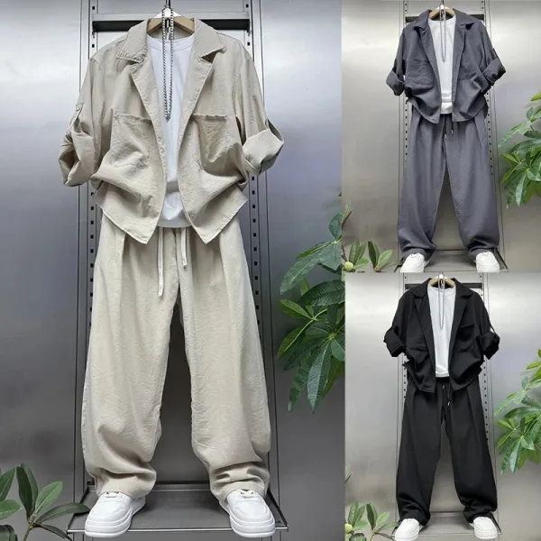 Design Oversized Linen-Blend Shirt Jacket Beige Outerwear - 3