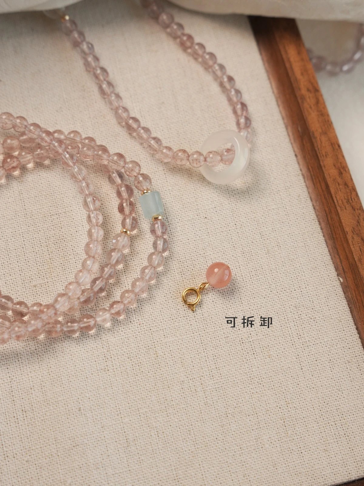 Design Crystal Bead Wrap Bracelet with Peach Charm Pink Bracelets Jewelry - 7