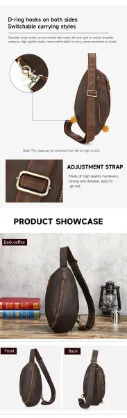 Design Leather Sling Bag Brown Crossbody Bag - 7