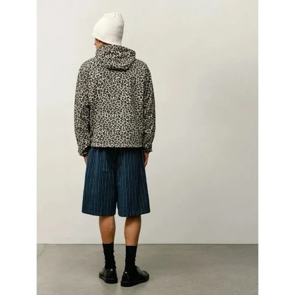 Stussy Leopard Print Hooded Windbreaker Jacket Outerwear - 11
