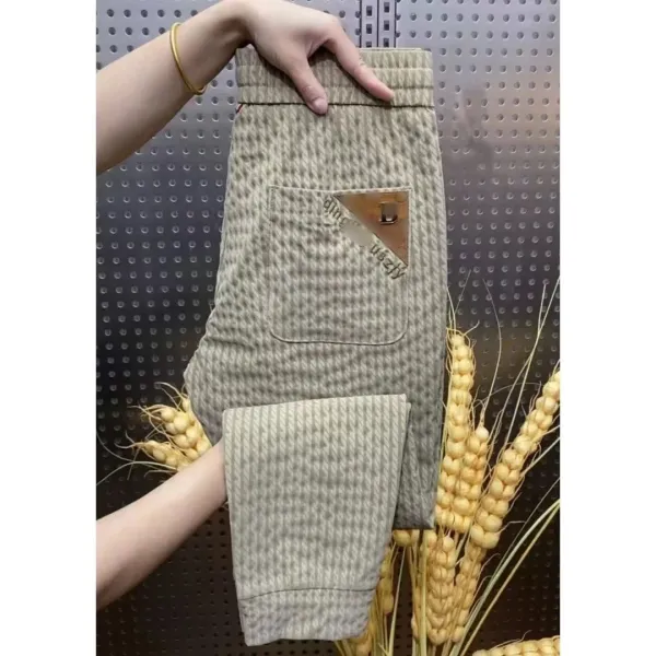 Design Houndstooth Knit Pants Beige - 5