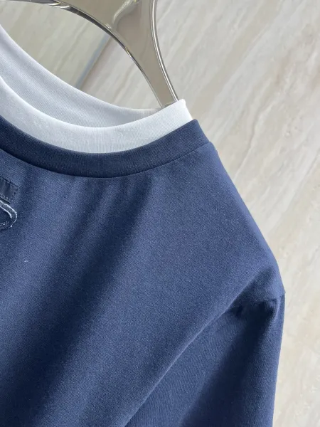 Prada Re-Nylon Triangle Logo T-Shirt Navy and White - 9