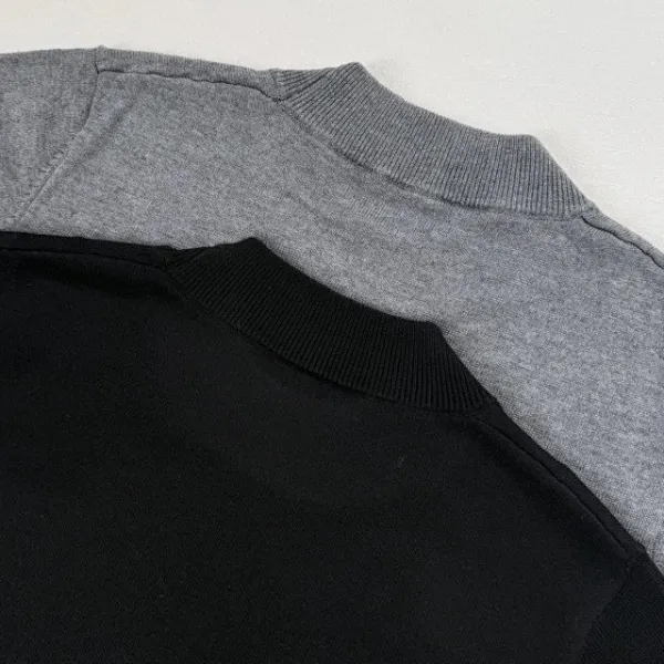 Design Short-Sleeve Turtleneck Sweater Gray - 22