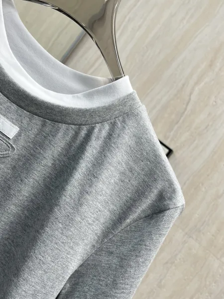 Prada Re-Nylon Triangle Logo T-Shirt Navy and White - 13