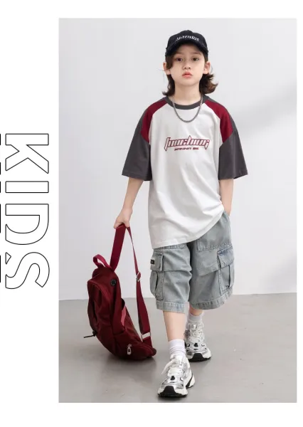 Design Raglan Sleeve Graphic T-Shirt White / Red / Gray - 19