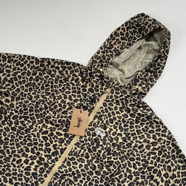 Stussy Leopard Print Hooded Windbreaker Jacket Outerwear - 19