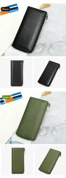 Design Lizard-Texture Zip-Around Long Wallet Army Green - 6