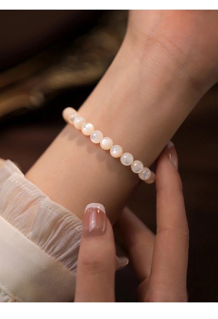 Design Pearl Bead Elastic Bracelet White Jewelry - 9