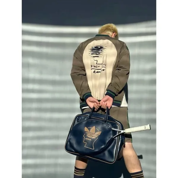 Adidas Originals Tennis Bag Navy with Gold Logo Handbag - 4