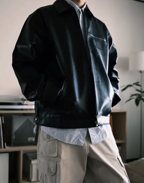 Carhartt Work In Progress Carhartt WIP Leather Jacket Black Leather-Jacket Leather Jacket - 3