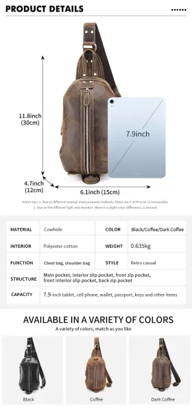 Design Leather Sling Bag Black Crossbody Bag - 4