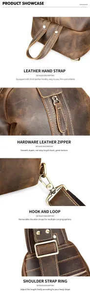 Design Leather Sling Bag Black Crossbody Bag - 10