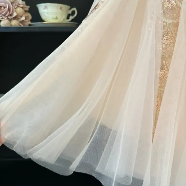 Design Mapplethorpe Pink Pearl-Trimmed Tulle Dress with Bow Accent Dress - 18