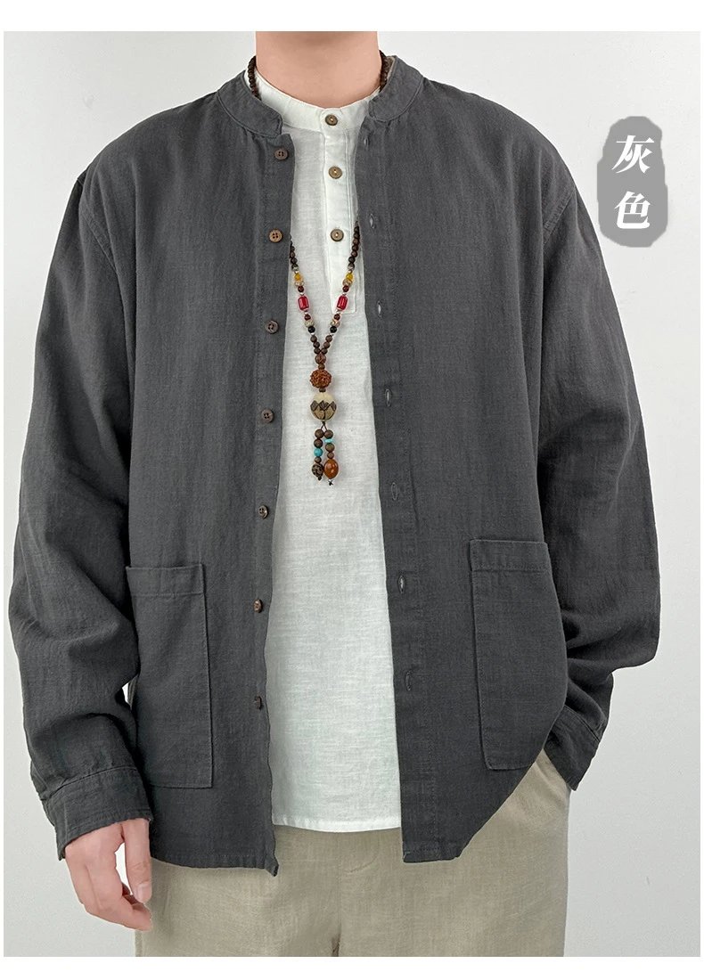 Design Mandarin Collar Jacket Brown Outerwear - 11