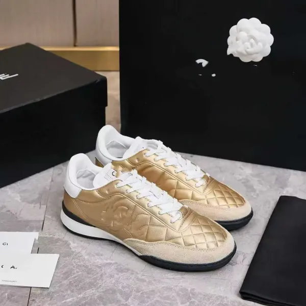 Versace Chain Reaction Gold Quilted Sneakers - 6