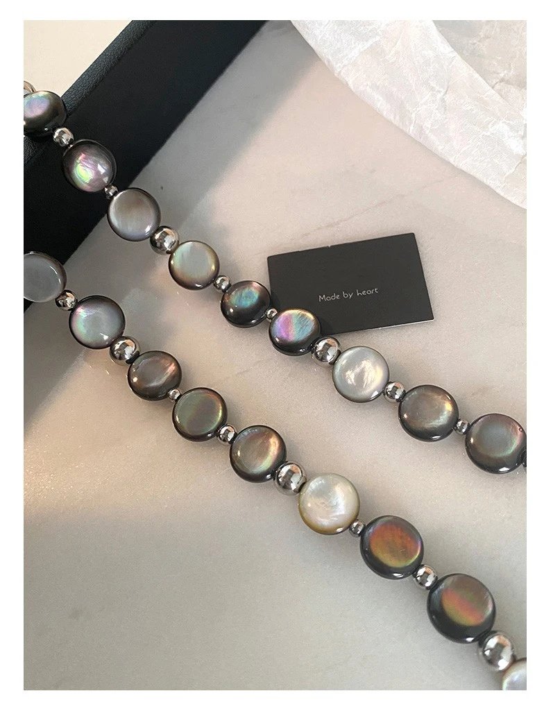 Design Pearl Bead Bracelet with Iridescent Gray Black Pearls and Silver Clasp Jewelry - 9