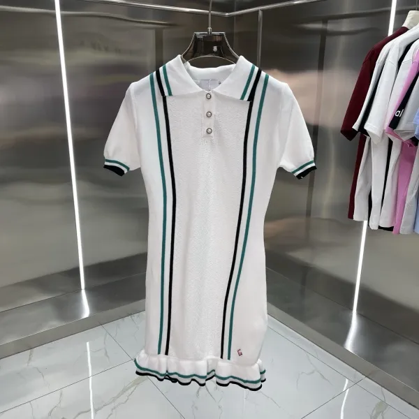 Design Knit Polo Dress Navy with White Trim and Diamond Logo - 15