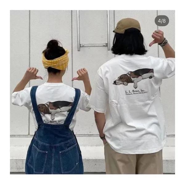 Design L.L. Bean Inc. Duck and Basset Hound Graphic T-Shirt White / Heather Gray T-Shirts - 7