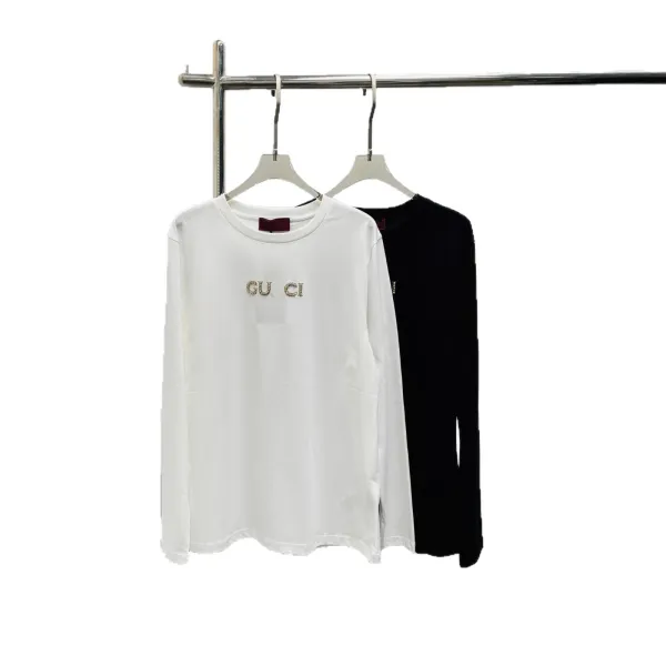 Gucci Crystal-Embellished 'GU CI' Long-Sleeve T-Shirt Black - 7