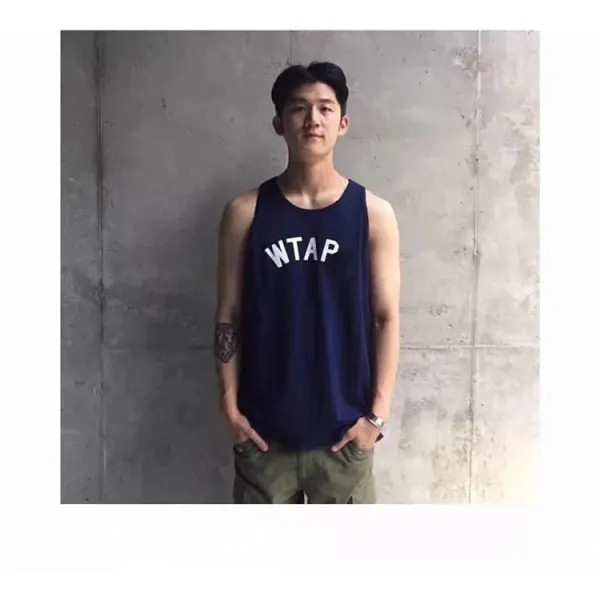 A Bathing Ape WTAPS Arch Logo Tank Top in White, Gray, Navy, and Army Green Vest Top - 12