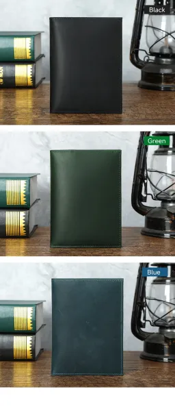 Design RFID-Protected Travel Wallet Black Leather Passport Holder Wallets - 8