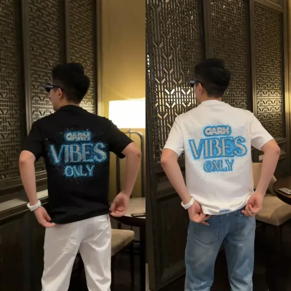 Design GARH Vibes Only Graphic Print White T-Shirt T-Shirts - 7