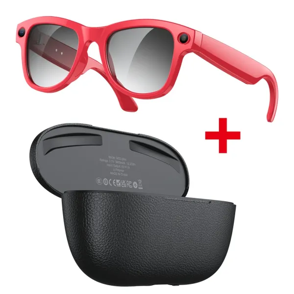 Digital Pioneer M02 Ultra Red Smart Sunglasses with Charging Case Eyewear - 1