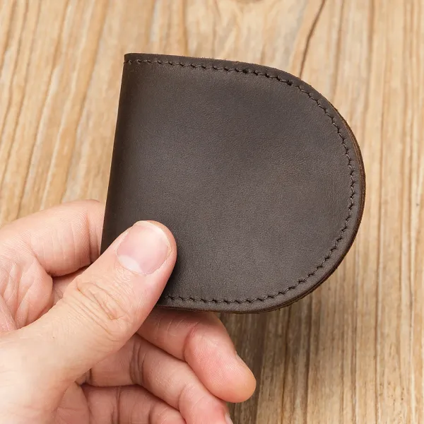 Design Minimalist Brown Leather Coin Purse - 1