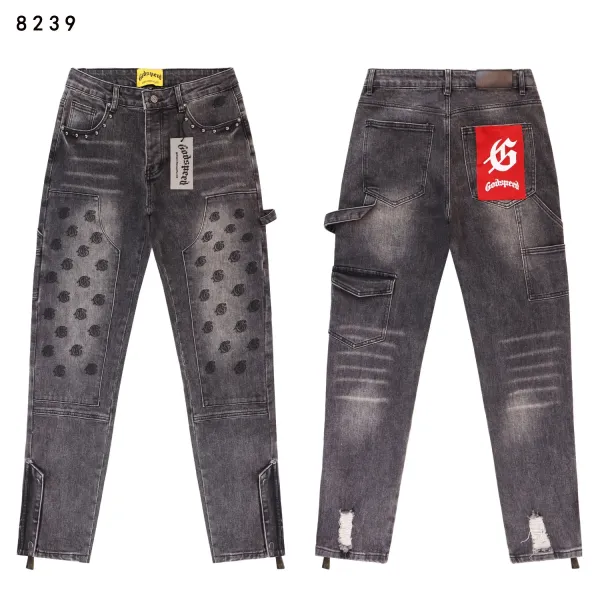 Godspeed Logo-Embroidered Cargo Jeans Light Wash - 7
