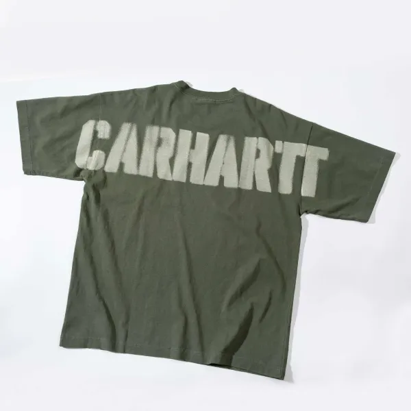 Carhartt Work In Progress Logo Print Oversized T-Shirt Army Green - 1