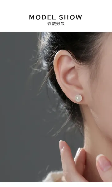 Design Jade Stud Earrings Light Green Jewelry - 9